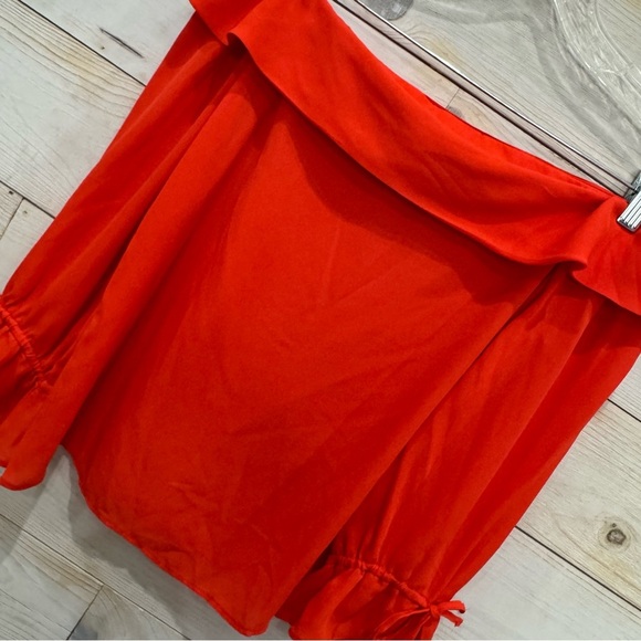 Banana republic orange flowy chiffon off shoulder boho top ❤️ - Picture 7 of 7